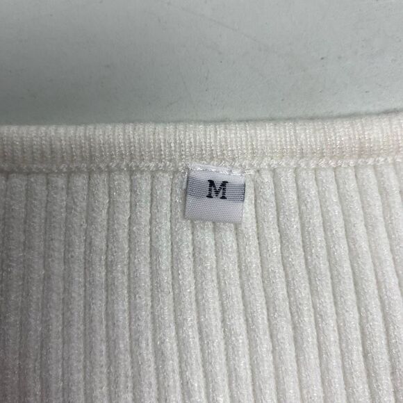 Women’s Ribbed Knit Sweater Dress Bodycon Maxi Square Neckline White Slit NWOT - Picture 3 of 9